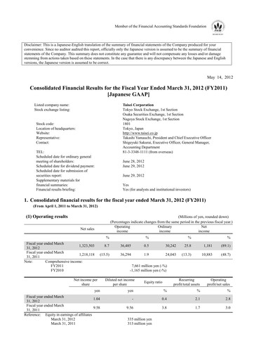 Thumbnail Taisei Corporation Financial Statement fy2011