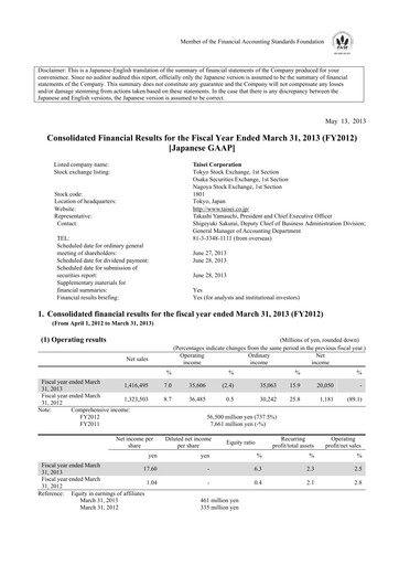 Thumbnail Taisei Corporation Financial Statement fy2012