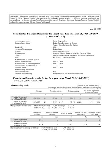 Thumbnail Taisei Corporation Financial Statement fy2019
