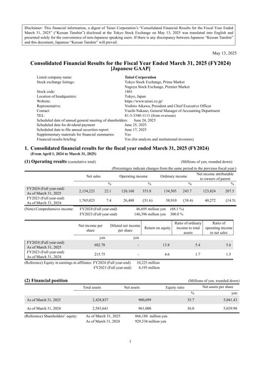 Thumbnail Taisei Corporation Financial Statement fy2024