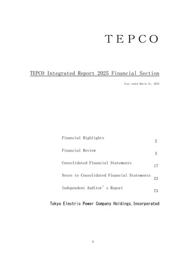 Thumbnail Tokyo Electric Power Company Financial Statement 2025