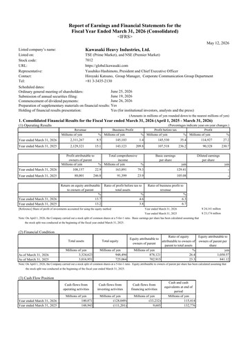 Thumbnail Kawasaki Heavy Industries Financial Report 2026