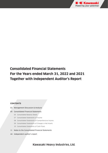 Miniature Kawasaki Heavy Industries Bilan financier fy2022