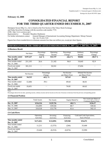Thumbnail SCREEN Holdings Financial Report 2008-q3