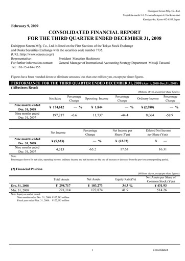 Thumbnail SCREEN Holdings Financial Report 2009-9m