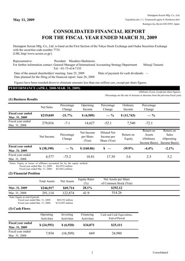 Thumbnail SCREEN Holdings Financial Report 2009