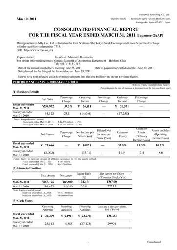 Thumbnail SCREEN Holdings Financial Report 2011