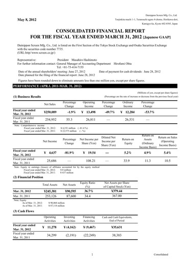 Thumbnail SCREEN Holdings Financial Report 2012