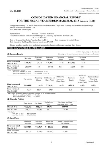 Thumbnail SCREEN Holdings Financial Report 2013