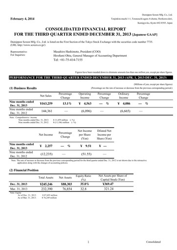 Thumbnail SCREEN Holdings Financial Report 2014-q3