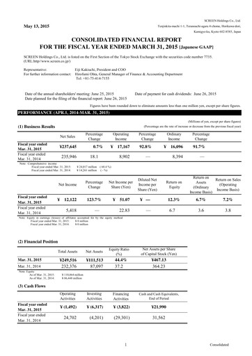 Thumbnail SCREEN Holdings Financial Report 2015