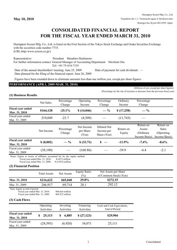 Thumbnail SCREEN Holdings Financial Statement fy2010