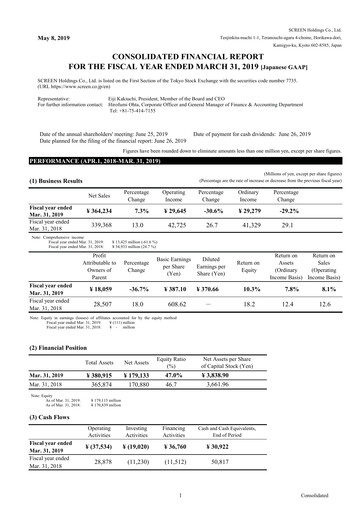 Thumbnail SCREEN Holdings Financial Statement fy2019