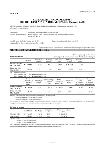Thumbnail SCREEN Holdings Financial Statement fy2024