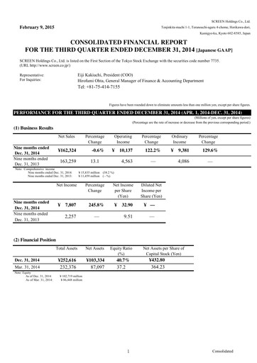 Thumbnail SCREEN Holdings Quarterly Report 2015-q3