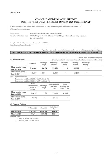Thumbnail SCREEN Holdings Quarterly Report 2020-q2