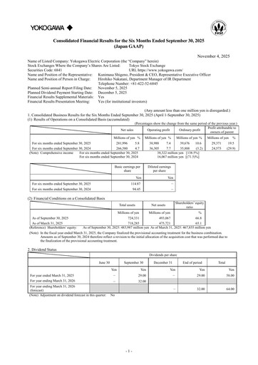 Thumbnail Yokogawa Electric Corporation Half-year Report 2026-h1
