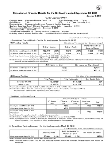 Thumbnail Concordia Financial Group Half-year Report 2018-h1
