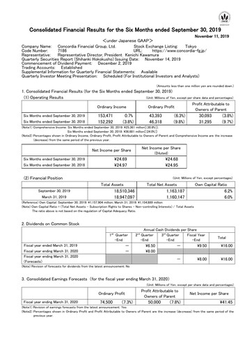 Thumbnail Concordia Financial Group Half-year Report 2019-h1