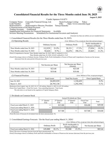 Thumbnail Concordia Financial Group Quarterly Report 2025-q1