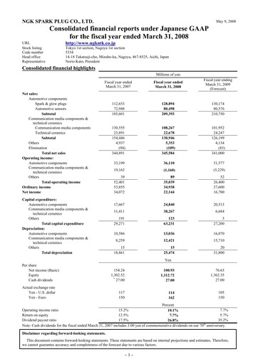 Thumbnail Niterra Financial Statement fy2007