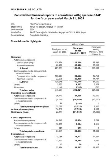 Thumbnail Niterra Financial Statement fy2008