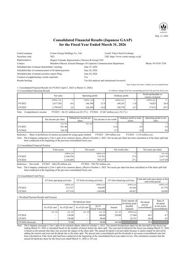 Thumbnail Cosmo Energy Holdings Financial Statement 2025