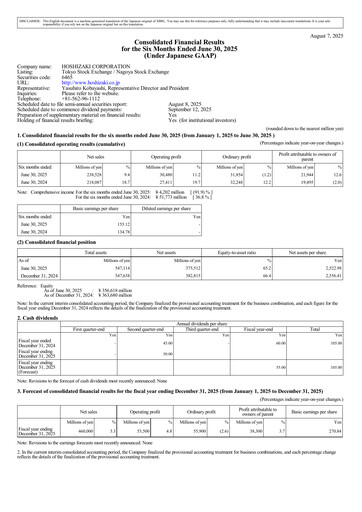 Thumbnail Hoshizaki Corporation Half-year Report 2025-h1