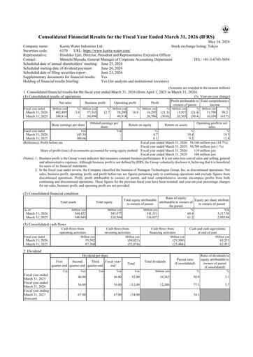 Thumbnail Kurita Water Industries Ltd. Financial Statement 2025-2026