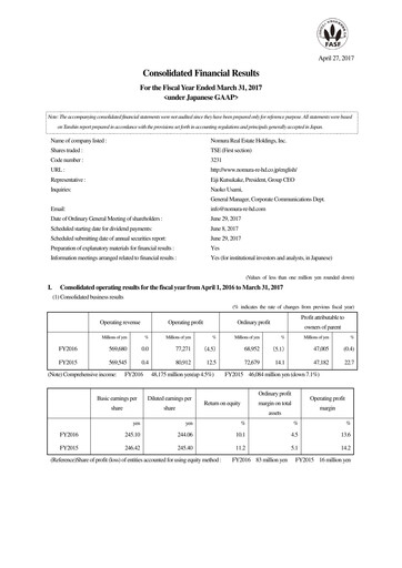 Thumbnail Nomura Real Estate Holdings Financial Statement fy2016