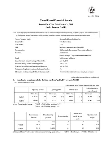 Thumbnail Nomura Real Estate Holdings Financial Statement fy2017
