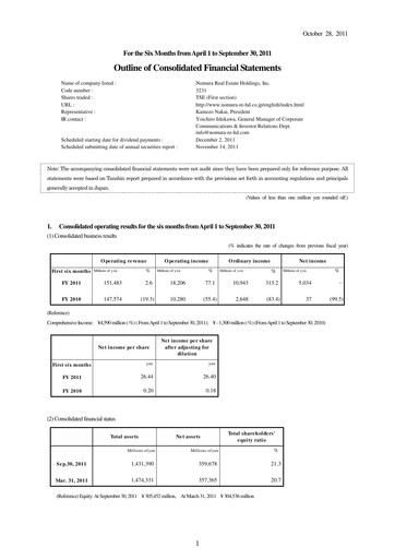 Thumbnail Nomura Real Estate Holdings Half-year Report 2011-h1