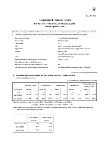 Thumbnail Nomura Real Estate Holdings Quarterly Report 2020-q1