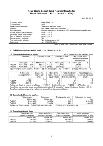 Thumbnail Kobe Steel Financial Statement fy2017