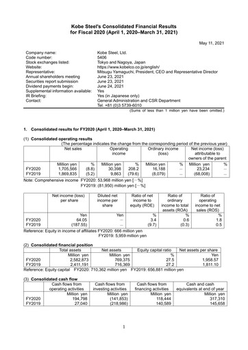 Thumbnail Kobe Steel Financial Statement fy2020