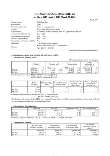 Thumbnail Kobe Steel Financial Statement fy2023