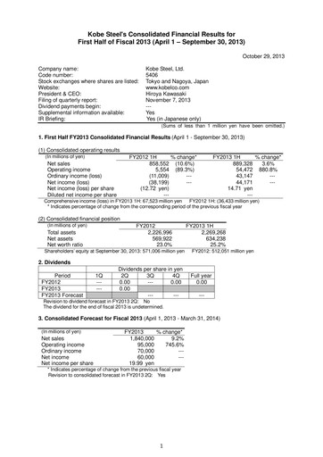 Thumbnail Kobe Steel Half-year Report 2013-h1