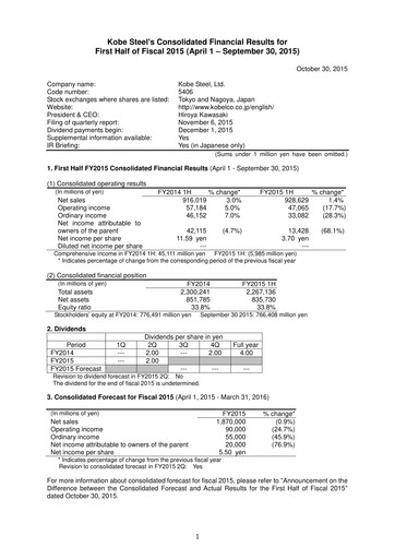 Thumbnail Kobe Steel Half-year Report 2015-h1