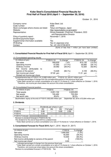 Thumbnail Kobe Steel Half-year Report 2016-h1