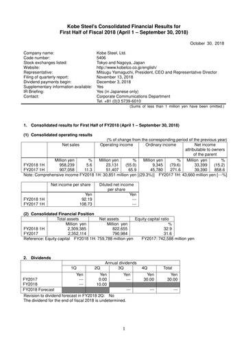 Thumbnail Kobe Steel Half-year Report 2018-h1
