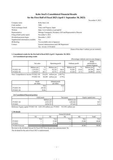 Thumbnail Kobe Steel Half-year Report 2023-h1