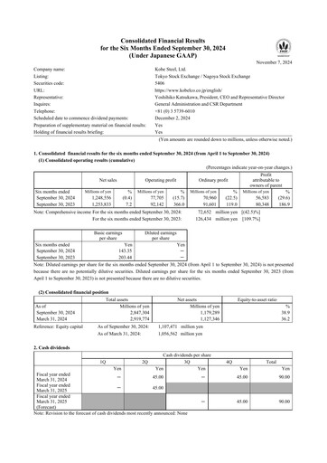 Thumbnail Kobe Steel Half-year Report 2024-h1