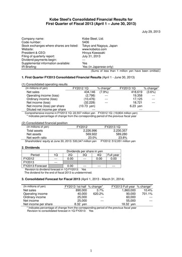 Thumbnail Kobe Steel Quarterly Report 2013-q1