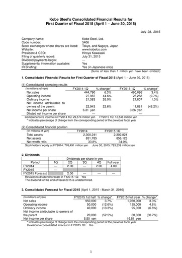 Thumbnail Kobe Steel Quarterly Report 2015-q1