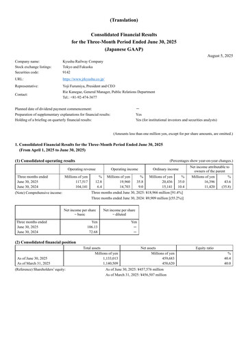 Thumbnail Kyushu Railway Company Quarterly Report 2026-q1