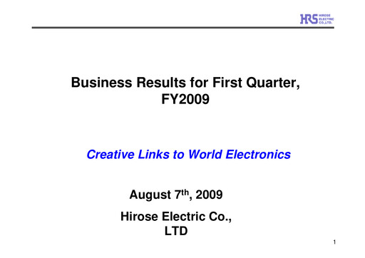 Thumbnail Hirose Electric Quarterly Report 2009-q1