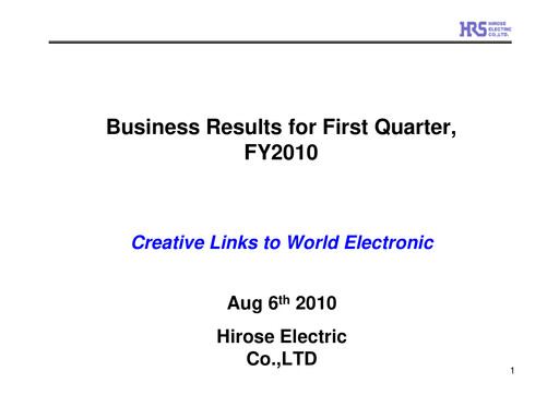 Thumbnail Hirose Electric Quarterly Report 2010-q1