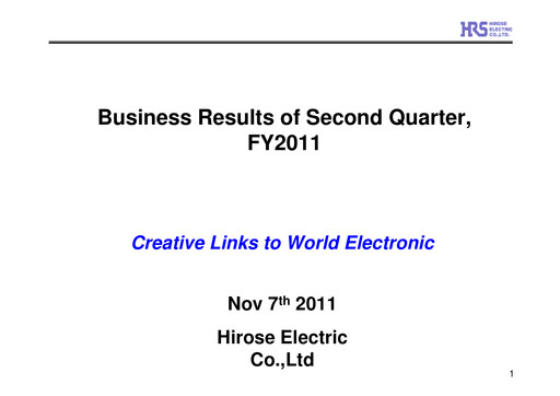 Thumbnail Hirose Electric Quarterly Report 2011-q2