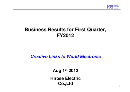 Thumbnail Hirose Electric Quarterly Report 2012-q1