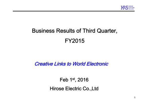 Thumbnail Hirose Electric Quarterly Report 2015-q3